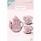 Joy!Crafts / Jeanine´s Art, Hobby Solutions Dies /  Stanzschablonen: Teekanne und 2 Tasse, Vintage teaparty