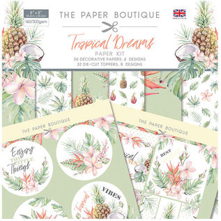 Karten und Scrapbooking Papier, Papier blöcke NOUVEAU! Bloc de papier, Tropical Dreams, 36 feuilles, motifs 6x6, 20 x 20 cm, 160/300 g / m² + 32 toppers (perforés)!