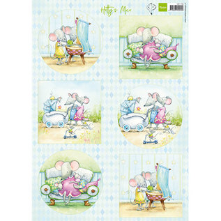 Marianne Design 2x A4, hojas de imágenes, lindo ratón bebé "Hetty"