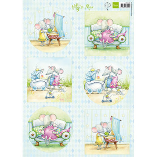 Marianne Design 2x A4, picture sheets, cute baby mouse "Hetty"