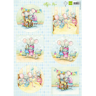 Marianne Design 2x A4, bildeark, søt babymus "Hetty"