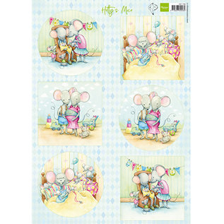 Marianne Design 2x A4, picture sheets, cute baby mouse "Hetty"