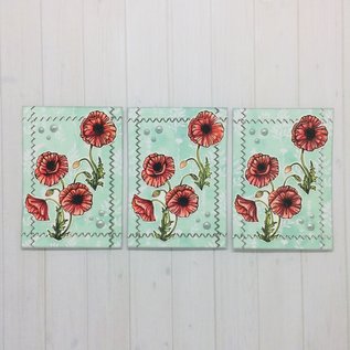 Wild Rose Studio`s A6 stamp: coquelicots, clôture