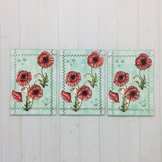 Wild Rose Studio`s A6 stempel: valmuer, gjerde