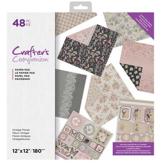 Crafter's Companion Exclusif! Vintage Florals 30,5 x 30,5 cm, 32 feuilles, bloc design!