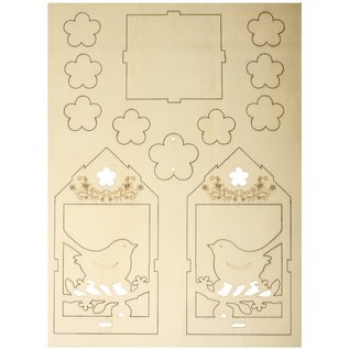 BASTELSETS / CRAFT KITS Wooden craft set bird wedding, 8.3x7.8x15.5cm, 19 pieces