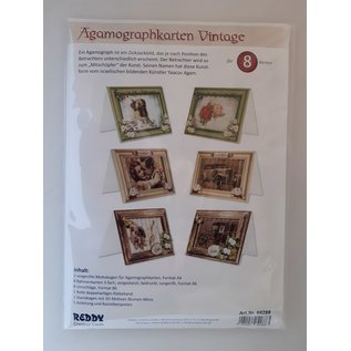 Juego de tarjetas artesanales: tarjetas de Agamograph vintage, 8 tarjetas + sobres