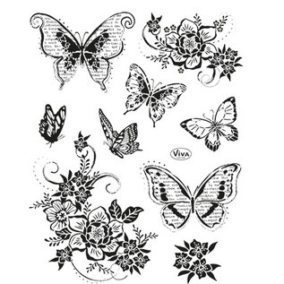 VIVA DEKOR (MY PAPERWORLD) Viva Decor, set de motifs de tampons: papillons, 14 x 18 cm