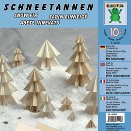 BASTELSETS / CRAFT KITS Bastelset, Tannenbaumen, 10 Blatt, 30 x 30 cm, 125 gr. Elefantenhaut, beige, weiss