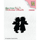 Nellie Snellen Motivo a francobollo, trasparente, 2 angeli che si baciano, 40 x 41 mm