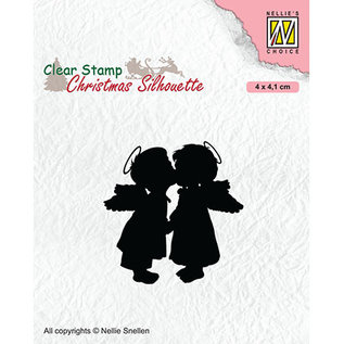 Nellie Snellen Stamp motif, transparent, 2 kissing angels, 40 x 41 mm