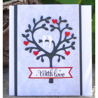 Wild Rose Studio`s Wild Rose Studio`s estampage et gaufrage pochoir "Love arbre aux oiseaux"