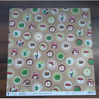 Karten und Scrapbooking Papier, Papier blöcke Carta 30,5 x 30,5 cm, premium, "funghi fortunati" 4 diversi motivi