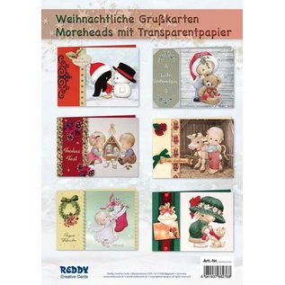 Cards, craft set, moreheads for 6 Christmas greeting cards with transparent paper