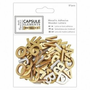 Docrafts / Papermania / Urban 81 lettere in legno rifinite con oro metallizzato