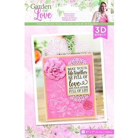 Crafter's Companion Garden of Love 3D-Prägeschablone, 12,7 x 17,8 cm, Pfingstrosen-Ecke