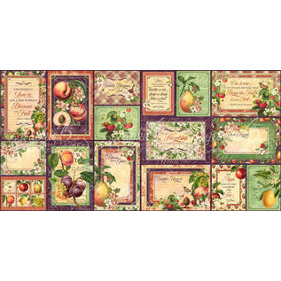 GRAPHIC 45 Grafikk 45, "Fruit & Flora" Ephemera - Die Cut Parts & Journaling Cards