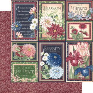 GRAPHIC 45 Graphic 45, Blossom Collection, Designerpapierblock 30,5 x 30,5cm + Sticker Set!