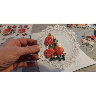 Feuille A4 prédécoupée 3D: roses