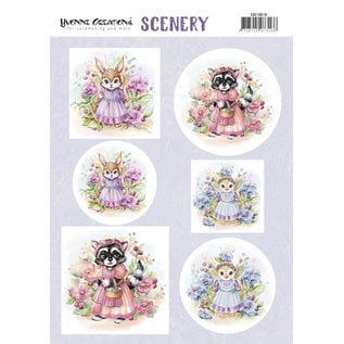 Yvonne Creations Die cut sheet, A4, "lovely animals" Push out