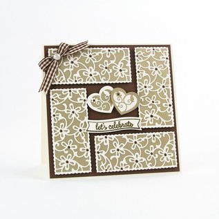 Tonic Studio´s Estampado y grabado en relieve de plantilla: Corazón de filigrana borde decorativo y aves