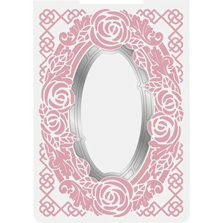 Crafter's Companion Embossing folder and punching template, embossing and punching, Decorative roses frame, 12.7 x 17.8 cm,