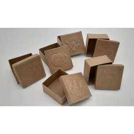 Holz, MDF, Pappe, Objekten zum Dekorieren 6 cajas con motivos de frutas en relieve en la tapa, tamaño 7 x 7 x 4 cm