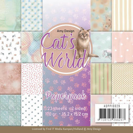 AMY DESIGN Paperpack SET - Amy Design - Cats World + 1 die cut sheet with cat motifs