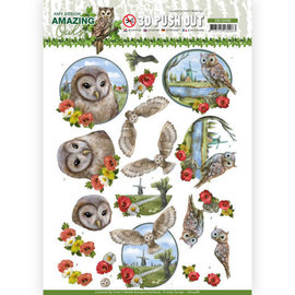 AMY DESIGN 1x 3D Push Out, owl, 3 motifs for design on cards, albums, scrapbooking and much more