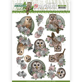 AMY DESIGN 1x 3D Push Out, owl, 3 motifs for design on cards, albums, scrapbooking and much more