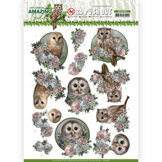 AMY DESIGN 1x 3D Push Out, gufo, 3 motivi per il design su carte, album, scrapbooking e molto altro