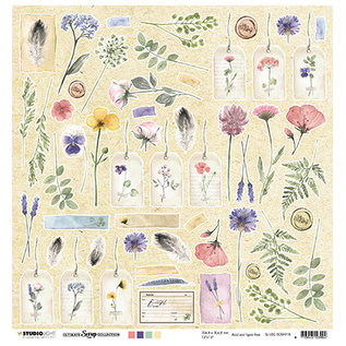 Studio Light Scrapbooking sheet, 30.5 x 30.5 cm, Botanic flowers