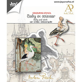 Mal for skjæring, preging og preging, baby med stork, Joy Crafts, 6002/1612