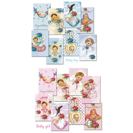 decorer Papierset, mini, 7 x 10,8 cm, met keuze uit baby jongen en meisje