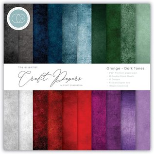 Paper set, grunge, dark bright colors, 40 double sided sheets, 20 designs, 180 gsm cardstock