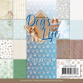 AMY DESIGN Bloc design, bloc papier, Dog's Live, 23 feuilles, 170 g/m²