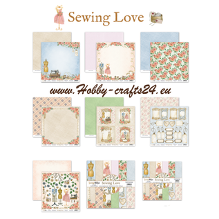 Blocco di carta, Sewing Love, 15,2 x 15,2 cm, 24 stampati su entrambi i lati, 190 gsm