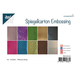 Joy!Crafts / Jeanine´s Art, Hobby Solutions Dies /  Cartone a specchio goffrato, A4, 10 fogli in 10 colori, 220 gsm,