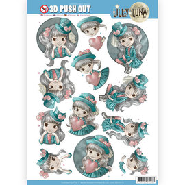 LILLY die cut sheet, sheet A4, with 3X 3D motifs, for design on cards, albums, collages and much more