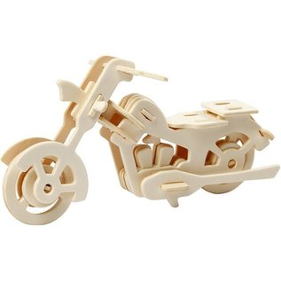 BASTELSETS / CRAFT KITS 3D motorcykel, lavet af lyst træ, skal samles, levering usamlet