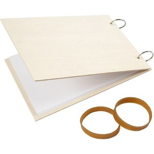 Flower press made of light wood with lockable metal rings and 20 blank pages (120 g)