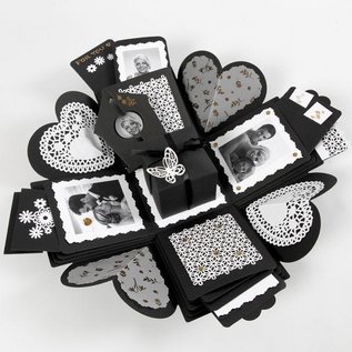 BASTELSETS / CRAFT KITS Gaveeske med 35 deler, eksplosjonsboksformat: 7x7x7,5 + 12x12x12 cm