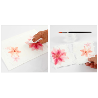 BASTELSETS / CRAFT KITS Materialset zum Papierschöpfen: Papierpulpe + Rahmenform für die Herstellung von handgeschöpftem Papier 100 g = 20-25 Blätter geschöpftes Papier in A5-Format