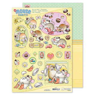 BASTELSETS / CRAFT KITS 3D uitsnede, mouse party, de complete SET!