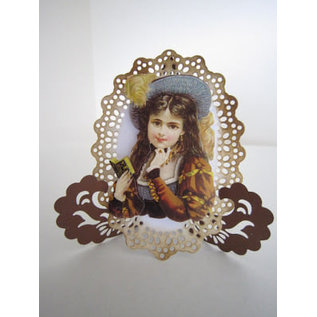 3D die cut sheet, vintage girl, 3 motifs