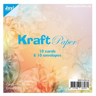 Joy!Crafts / Jeanine´s Art, Hobby Solutions Dies /  Carta kraft, 10 biglietti, 10 buste, 16 x 16 cm e 17 x 17 cm