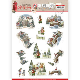 AMY DESIGN Feuilles découpées en A4, 3D, Nostalgique Noël, Village de Noël,