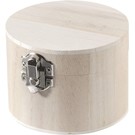 Holz, MDF, Pappe, Objekten zum Dekorieren Box made of wood, with hinged lid and closure, diameter 9.5 x 7 cm high