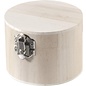 Holz, MDF, Pappe, Objekten zum Dekorieren Box made of wood, with hinged lid and closure, diameter 9.5 x 7 cm high