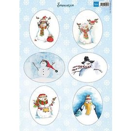 Marianne Design Foglio illustrato, A4, pupazzi di neve